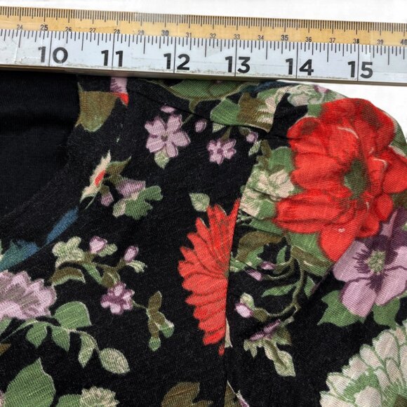 Rebecca Taylor Lua Dress 3/4 Sleeve Black Floral Jersey Women's Size - Picture 9 of 11